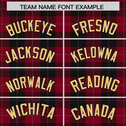 Custom Red Black Personalized Plaid Design Authentic Baseball Jersey