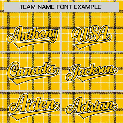 Custom Yellow Personalized Plaid Design Authentic Baseball Jersey