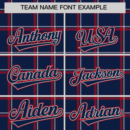 Custom Navy Personalized Plaid Design Authentic Baseball Jersey