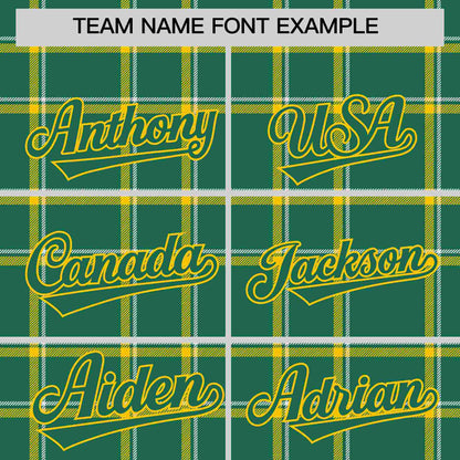 Custom Kelly Green Personalized Plaid Design Authentic Baseball Jersey