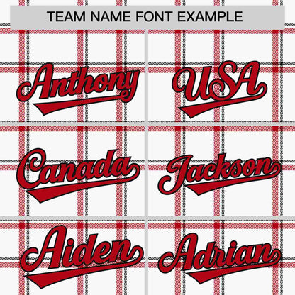 Custom White Personalized Plaid Design Authentic Baseball Jersey