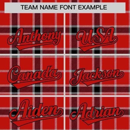 Custom Red Personalized Plaid Design Authentic Baseball Jersey