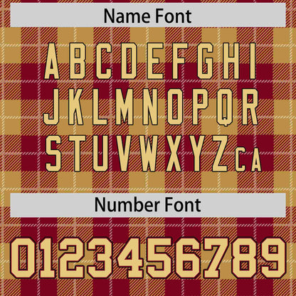 Custom Khaki Red Personalized Plaid Design Authentic Baseball Jersey