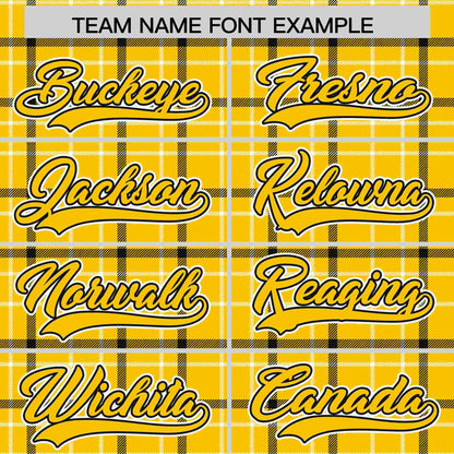 Custom Yellow Personalized Plaid Design Authentic Baseball Jersey