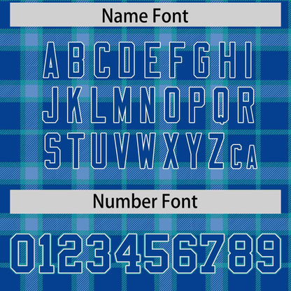 Custom Light Blue Personalized Plaid Design Authentic Baseball Jersey