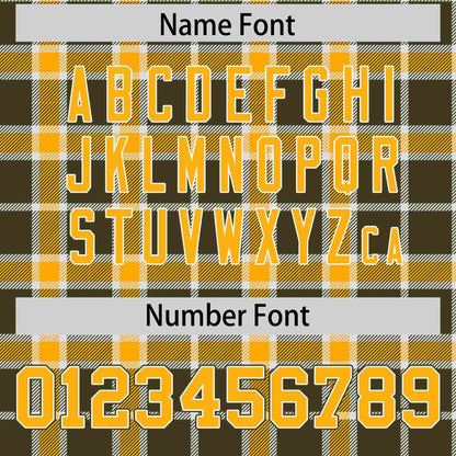 Custom Yellow Olive Personalized Plaid Design Authentic Baseball Jersey