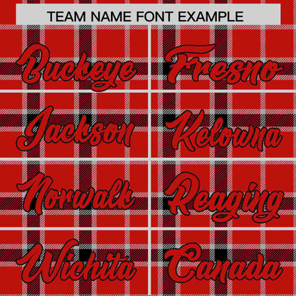 Custom Red Personalized Plaid Design Authentic Baseball Jersey