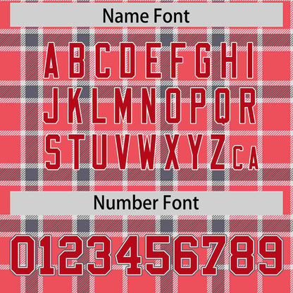 Custom Red Personalized Plaid Design Authentic Baseball Jersey