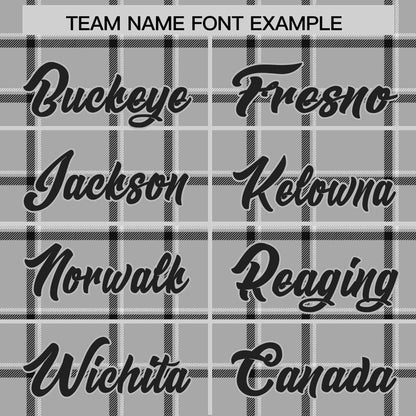 Custom Gray Black Personalized Plaid Design Authentic Baseball Jersey