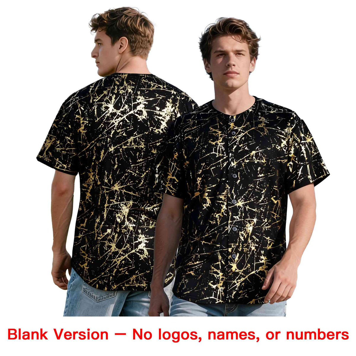 Custom Black Light Purple Metallic Gold Splatter Breathable&amp;Wrinkle-Resistant Baseball Jersey| KXKSHOP