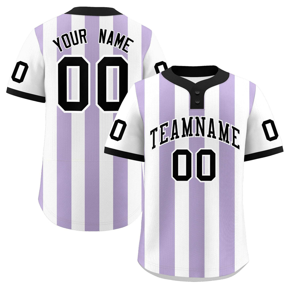 Custom White Light Purple Stripe Fashion Authentic Two-Button Baseball Jersey