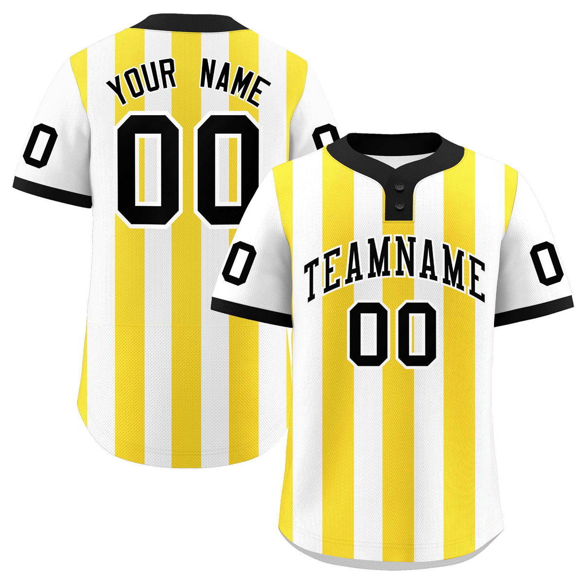 Custom White Gold Stripe Fashion Authentic Two-Button Baseball Jersey