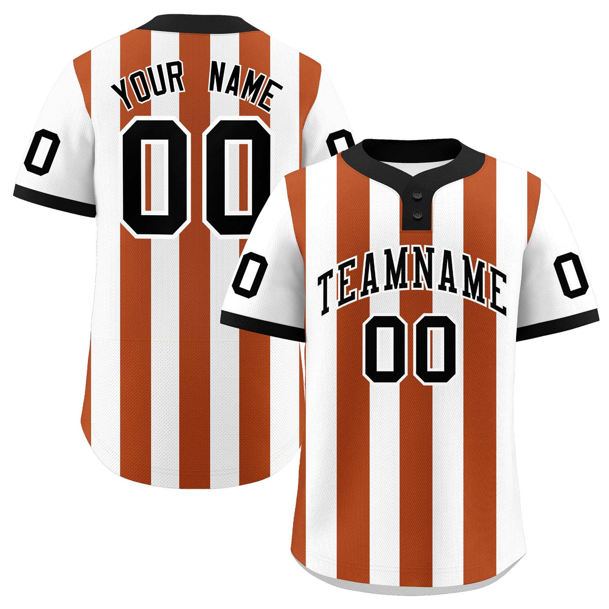 Custom White Texas Orange Stripe Fashion Authentic Two-Button Baseball Jersey