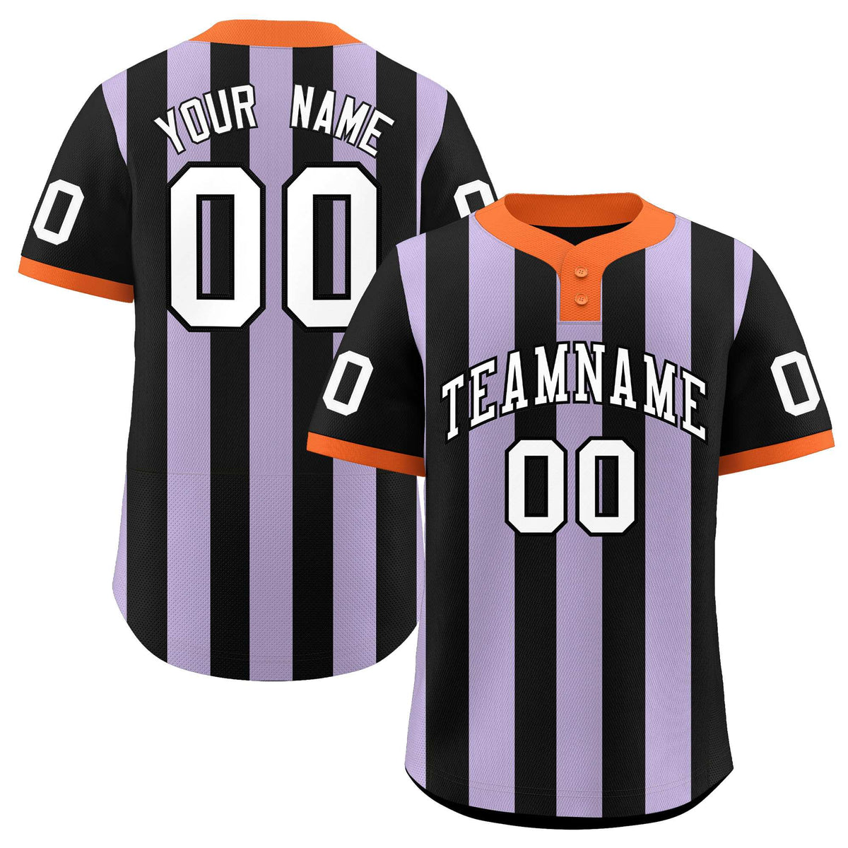 Custom Black Light Purple Stripe Fashion Authentic Two-Button Baseball Jersey
