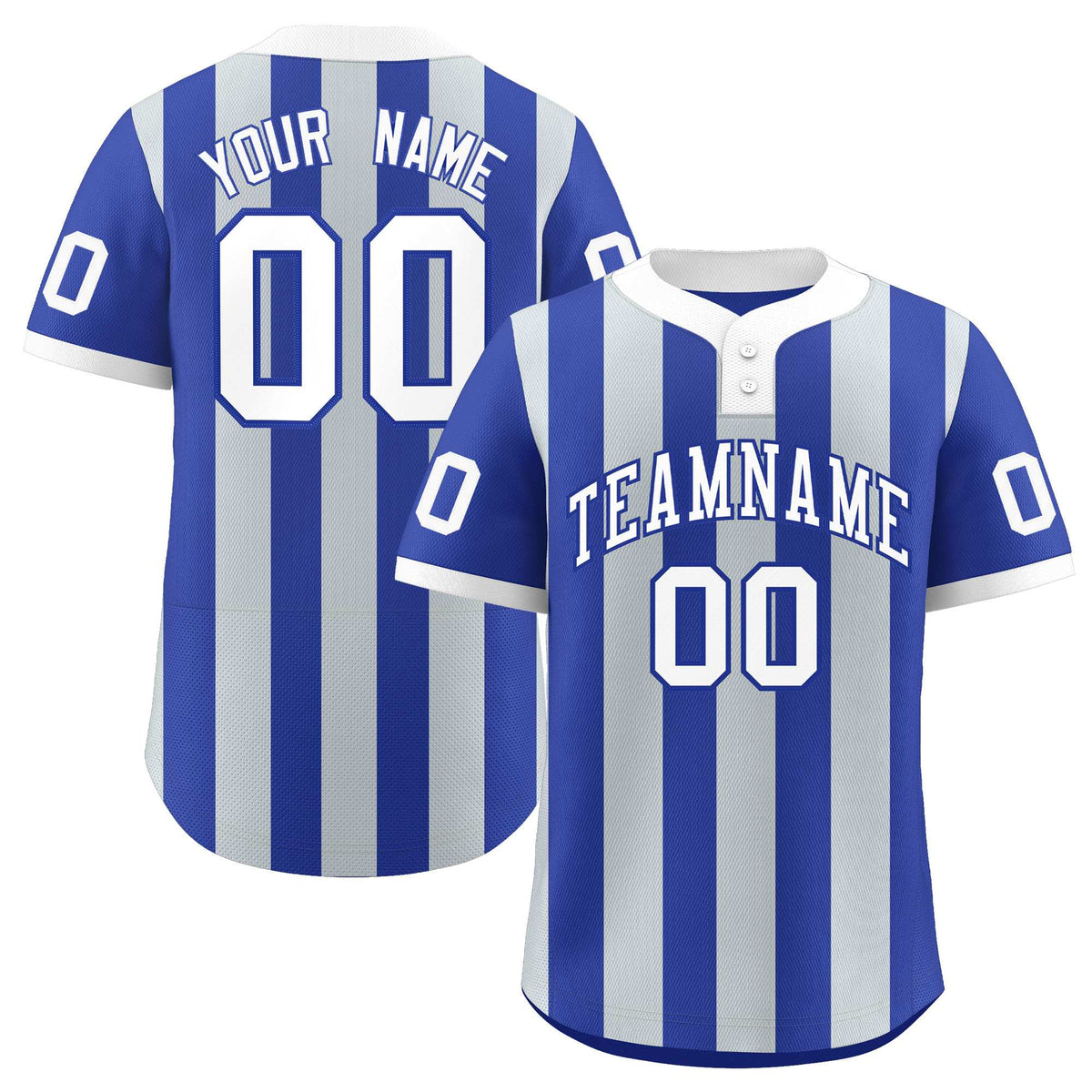 Custom Royal Silver Stripe Fashion Authentic Two-Button Baseball Jersey