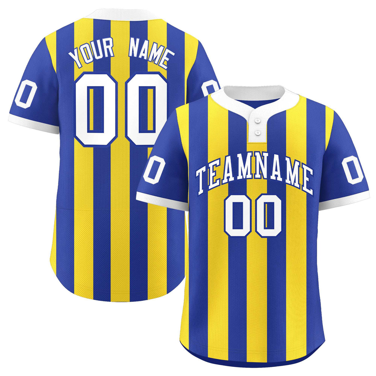 Custom Royal Gold Stripe Fashion Authentic Two-Button Baseball Jersey