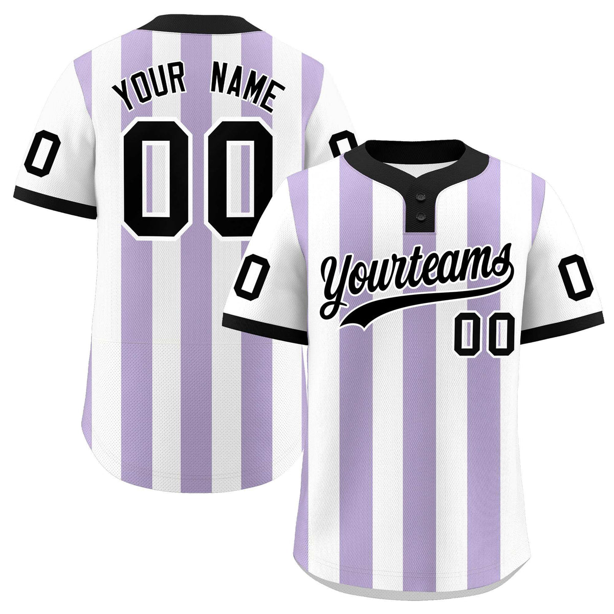 Custom White Light Purple Stripe Fashion Authentic Two-Button Baseball Jersey