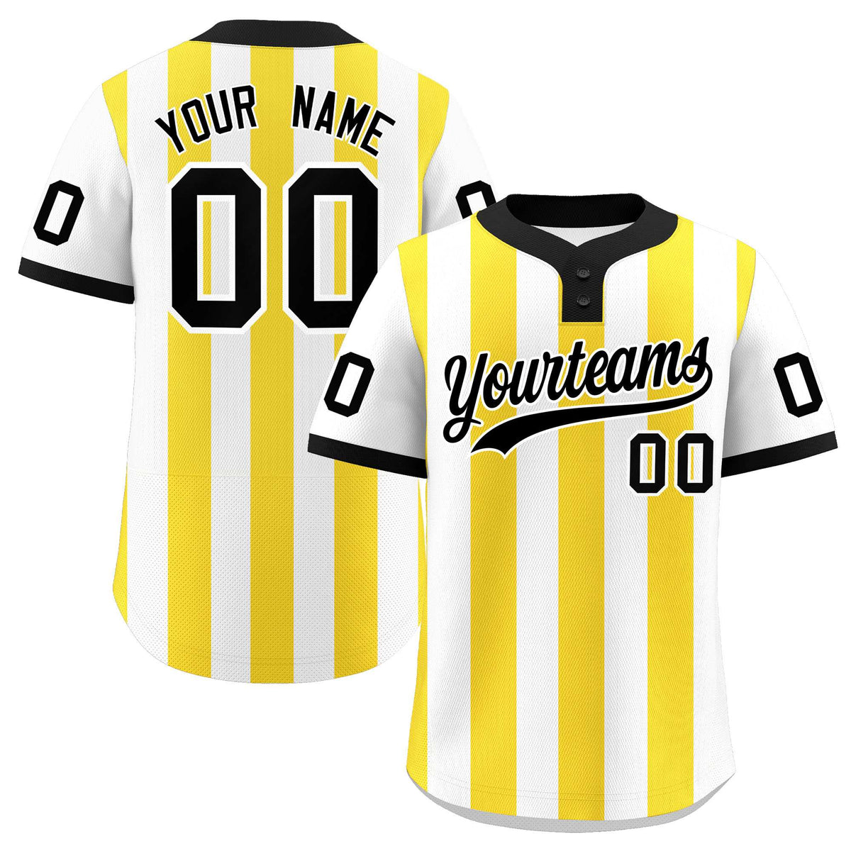 Custom White Gold Stripe Fashion Authentic Two-Button Baseball Jersey