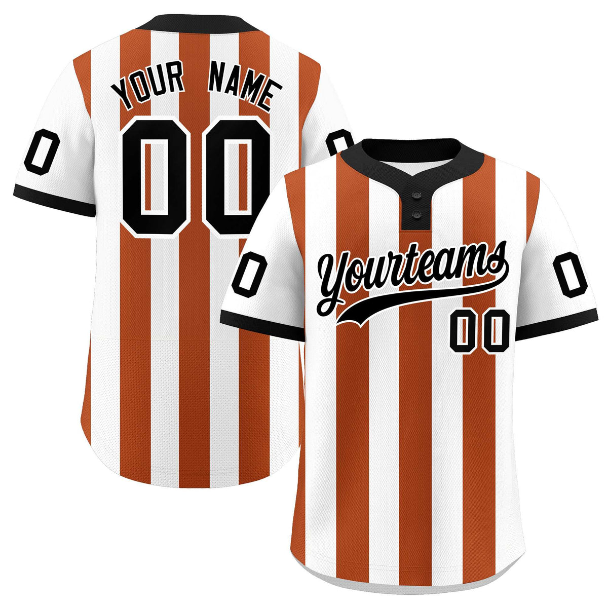 Custom White Texas Orange Stripe Fashion Authentic Two-Button Baseball Jersey