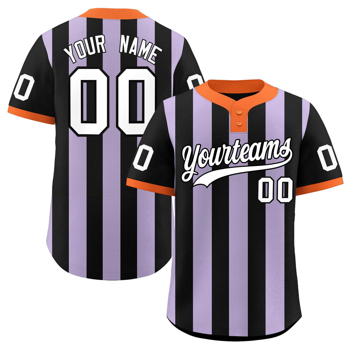 Custom Black Light Purple Stripe Fashion Authentic Two-Button Baseball Jersey