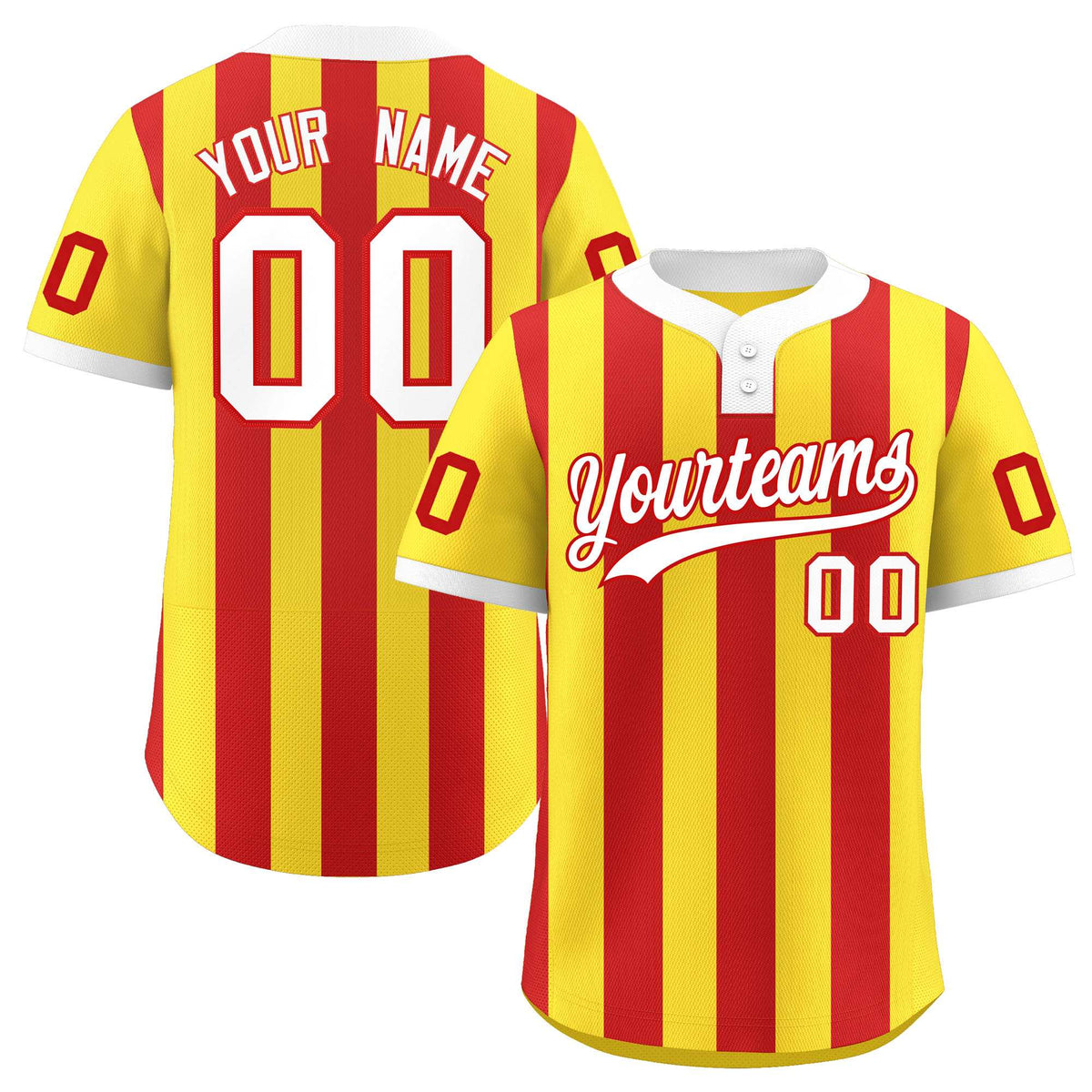 Custom Gold Red Stripe Fashion Authentic Two-Button Baseball Jersey