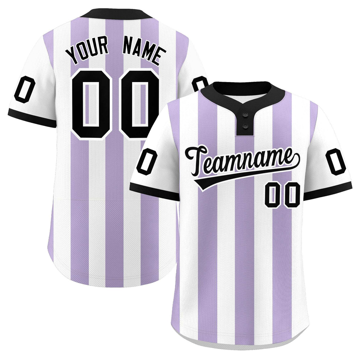Custom White Light Purple Stripe Fashion Authentic Two-Button Baseball Jersey