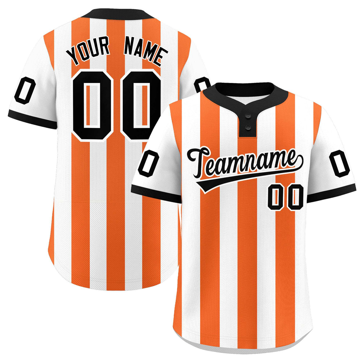 Custom White Orange Stripe Fashion Authentic Two-Button Baseball Jersey