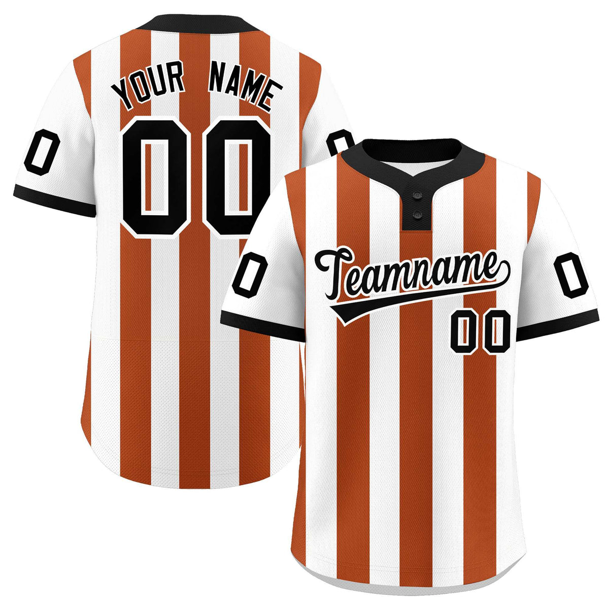 Custom White Texas Orange Stripe Fashion Authentic Two-Button Baseball Jersey