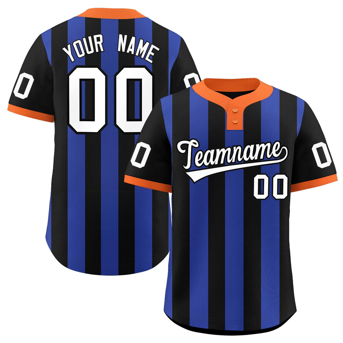 Custom Black Royal Stripe Fashion Authentic Two-Button Baseball Jersey