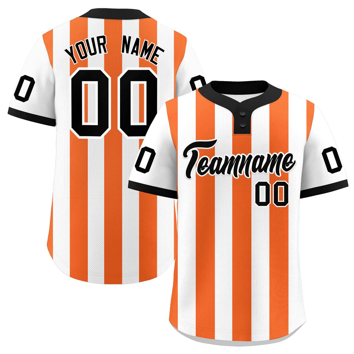 Custom White Orange Stripe Fashion Authentic Two-Button Baseball Jersey