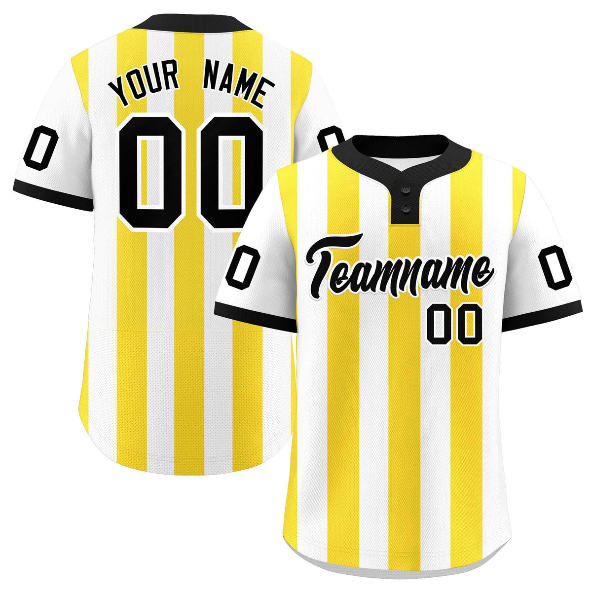 Custom White Gold Stripe Fashion Authentic Two-Button Baseball Jersey