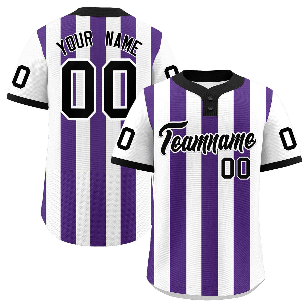 Custom White Purple Stripe Fashion Authentic Two-Button Baseball Jersey