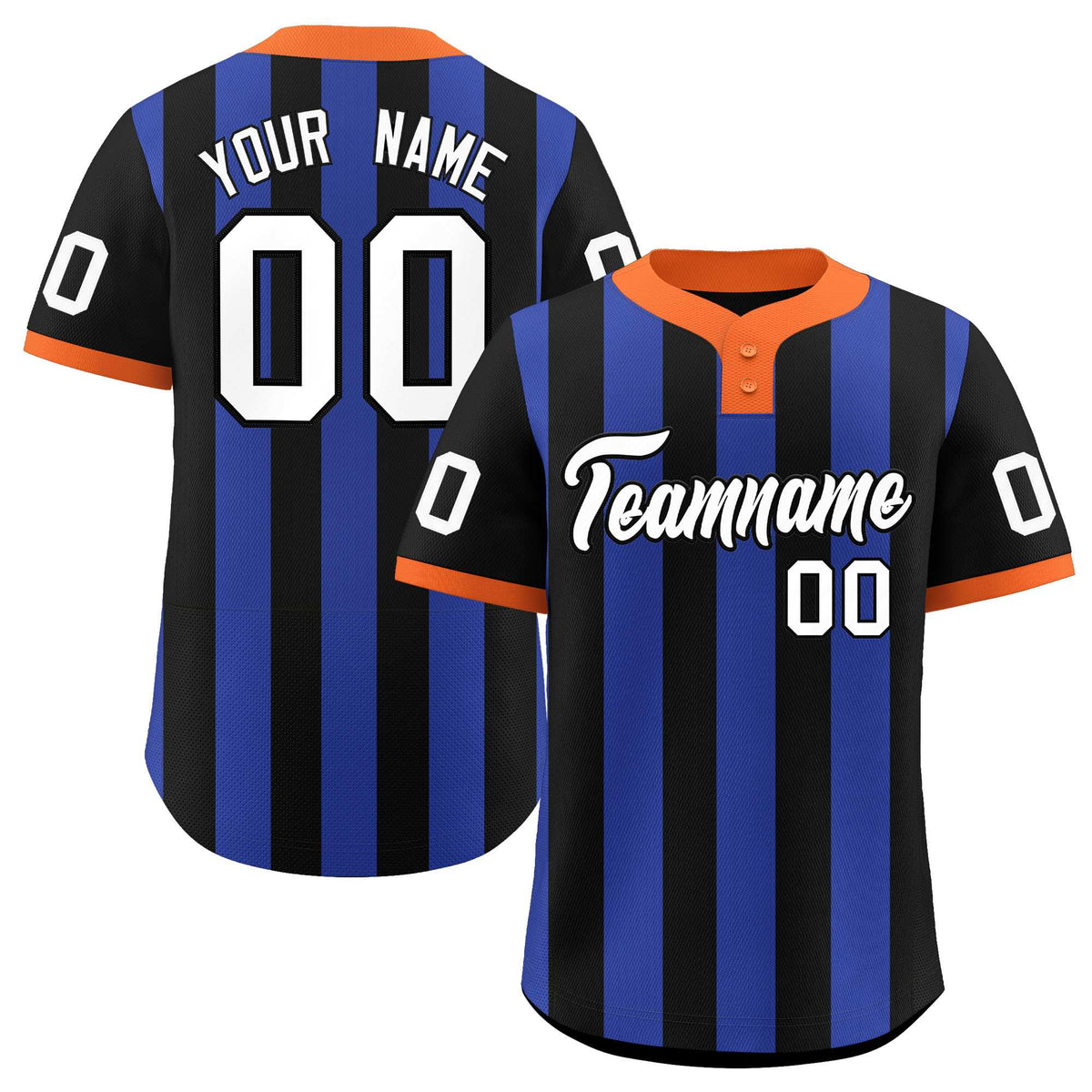 Custom Black Royal Stripe Fashion Authentic Two-Button Baseball Jersey