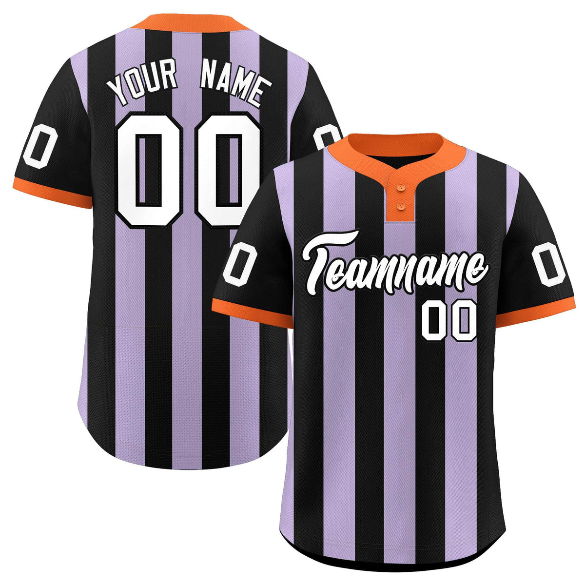 Custom Black Light Purple Stripe Fashion Authentic Two-Button Baseball Jersey