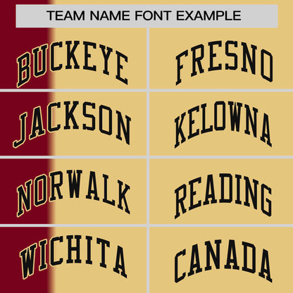 Custom Crimson Khaki Gradient Stripe Fashion Authentic Two-Button Baseball Jersey