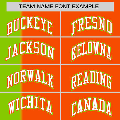 Custom Neon Green Orange Gradient Stripe Fashion Authentic Two-Button Baseball Jersey