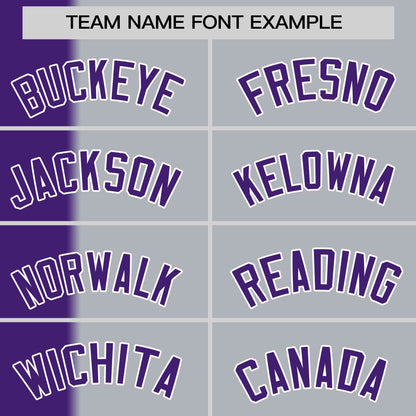 Custom Purple Gray Gradient Stripe Fashion Authentic Two-Button Baseball Jersey