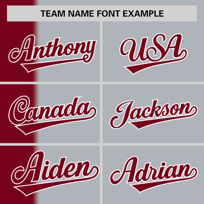 Custom Crimson Gray Gradient Stripe Fashion Authentic Two-Button Baseball Jersey