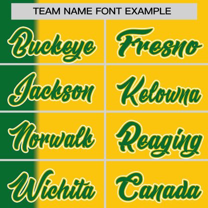 Custom Kelly Green Gold Gradient Stripe Fashion Authentic Two-Button Baseball Jersey