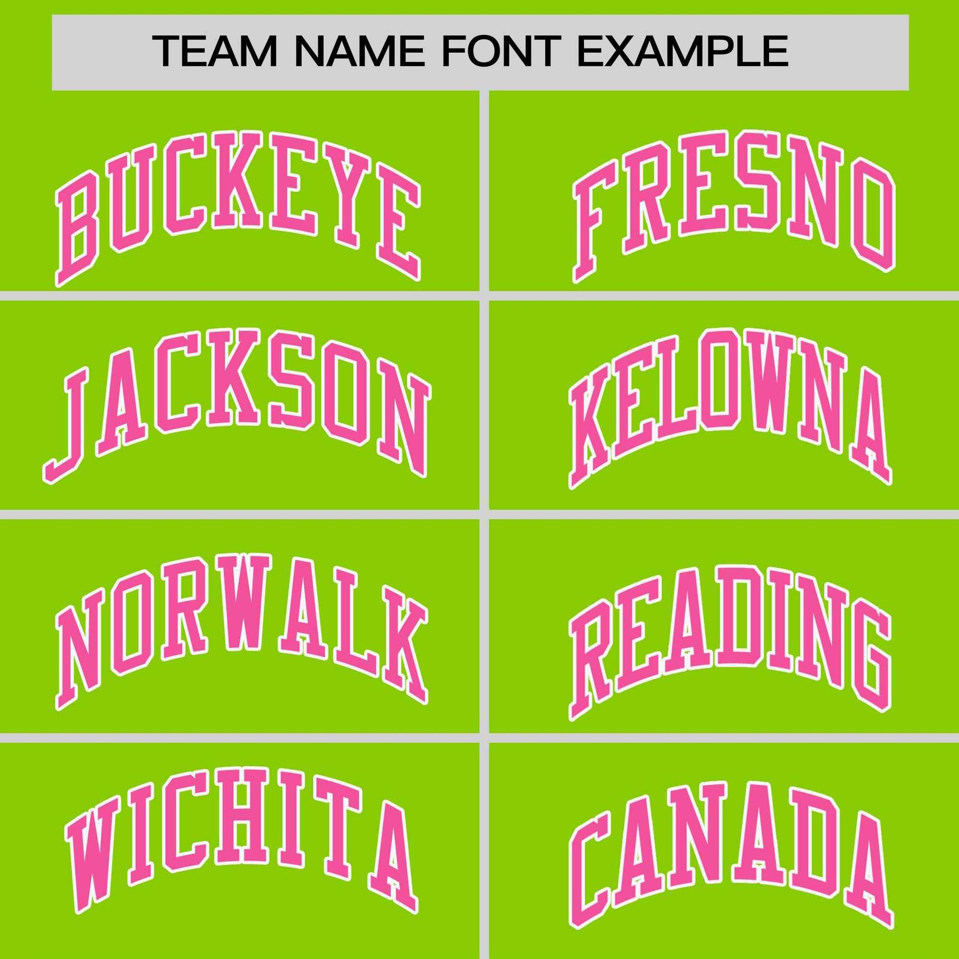 Custom Neon Green Pink-White Stripe Fashion Raglan Sleeves Authentic Two-Button Baseball Jersey