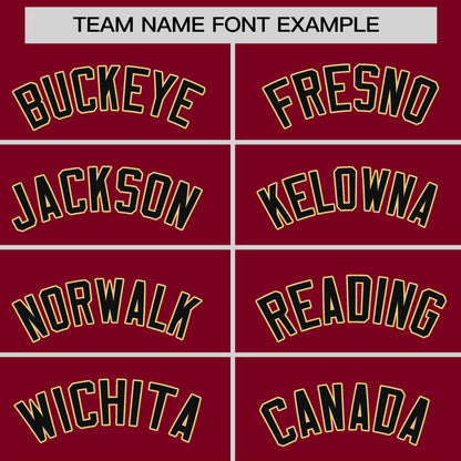 Custom Crimson Black-Khaki Stripe Fashion Raglan Sleeves Authentic Two-Button Baseball Jersey