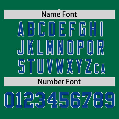 Custom Kelly Green Royal-White Stripe Fashion Raglan Sleeves Authentic Two-Button Baseball Jersey