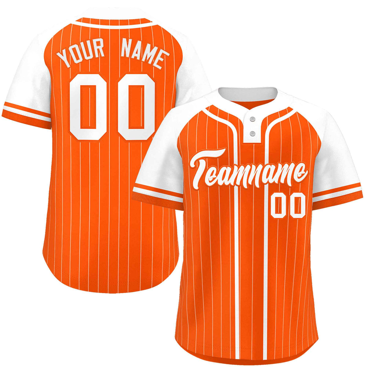 Custom Orange White Stripe Fashion Raglan Sleeves Authentic Two-Button Softball Jersey