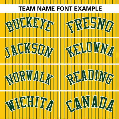 Custom Gold Green Stripe Fashion Authentic Two-Button Baseball Jersey