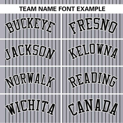 Custom Gray Black Stripe Fashion Authentic Two-Button Baseball Jersey