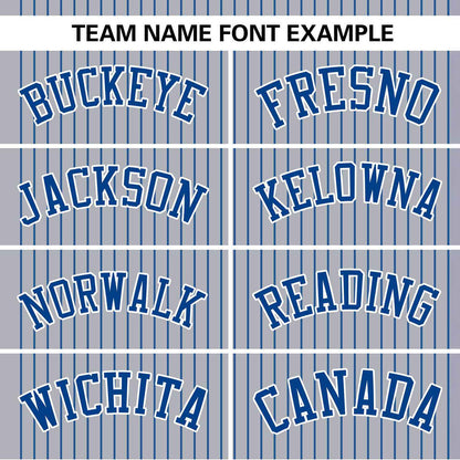 Custom Gray Royal Stripe Fashion Authentic Two-Button Baseball Jersey