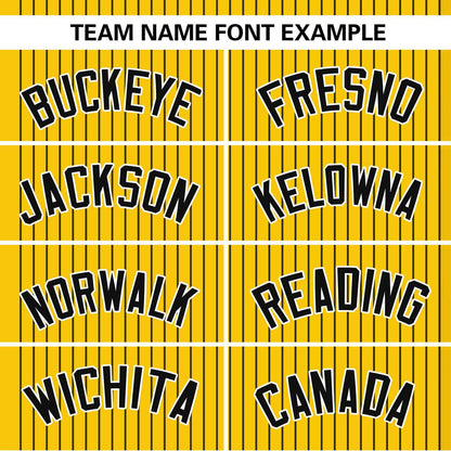 Custom Gold Black Stripe Fashion Authentic Two-Button Baseball Jersey
