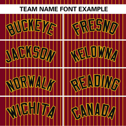 Custom Crimson Gold Stripe Fashion Authentic Two-Button Baseball Jersey