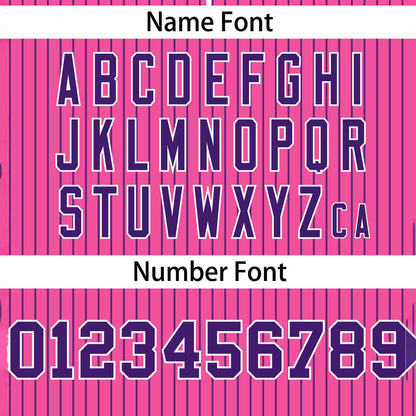 Custom Pink Purple Stripe Fashion Authentic Two-Button Baseball Jersey