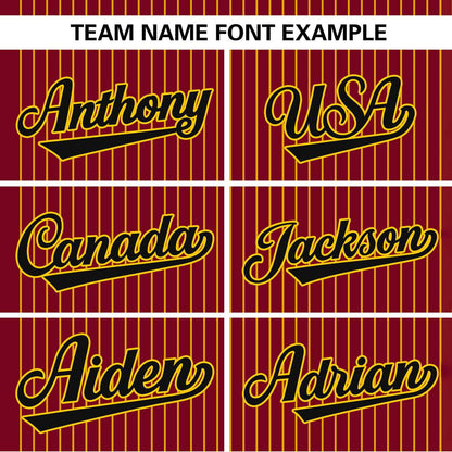 Custom Crimson Gold Stripe Fashion Authentic Two-Button Baseball Jersey